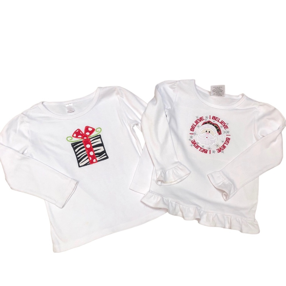 2 White Christmas Tee Shirts 4/4T